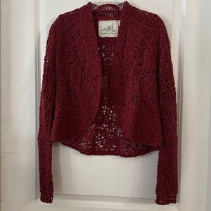 Anthropologie x Angel of the North Odessa Crochet Open Weave Cardigan Size M